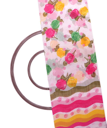 white pink floral print georgette fabric